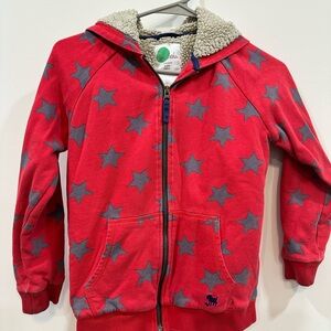 Mini Boden Red Hoodie with Gray Stars size 9/10 Y